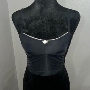 Cutesy black crop top. Sky to Moon.